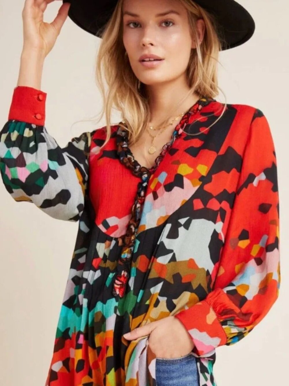 NWT - Blank London Anthropologie Abstract Tunic / Dress - size Medium Petite